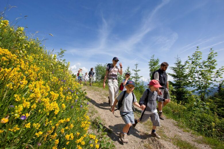 summer family hiking in the Alps