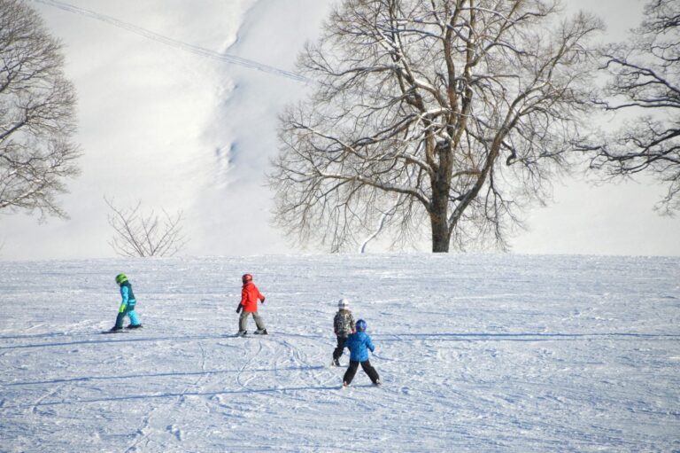 children on the ski