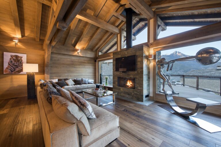 fireplace at chalet Opale in Tignes