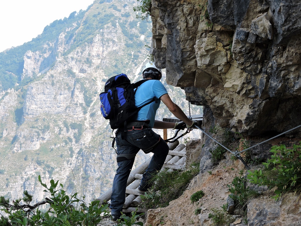climbing via ferrata in the Alps
