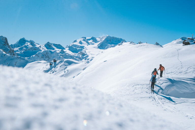 ski touring with friends